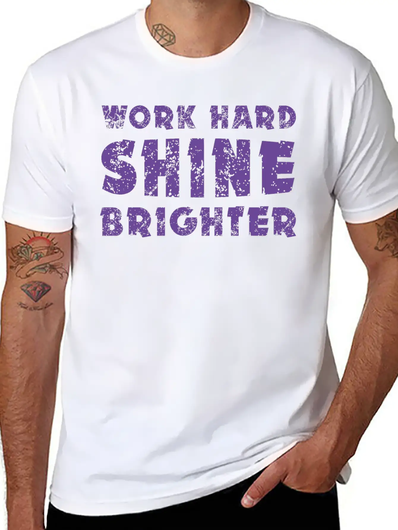 Work Hard Shine Brighter Art Classic Cotton Tee – Unisex Comfort For Any Season