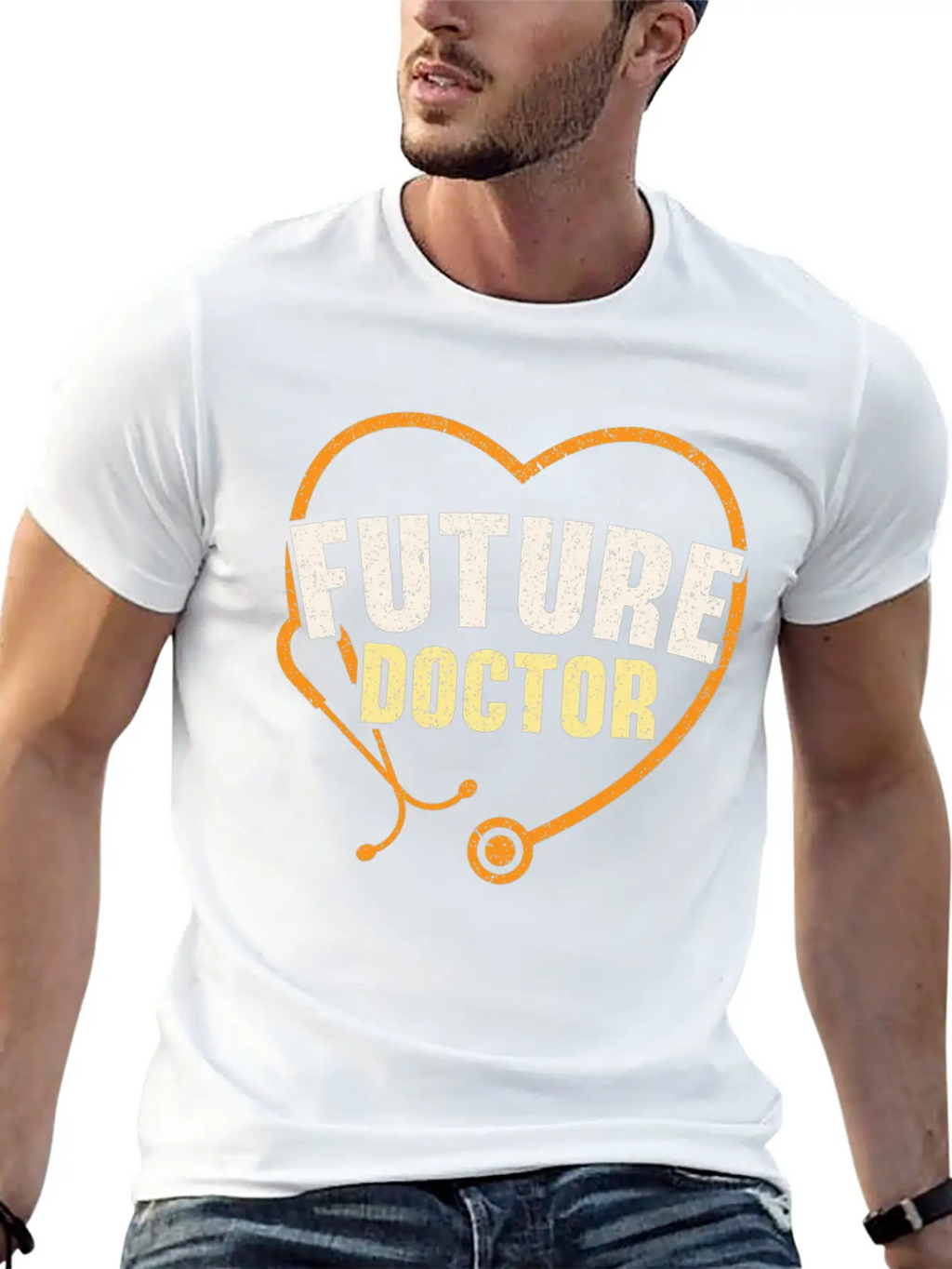 Working Hard To Be A Doctor Medicine Stethoscope Essential Cotton Tee For Daily Outfits – Unisex Style
