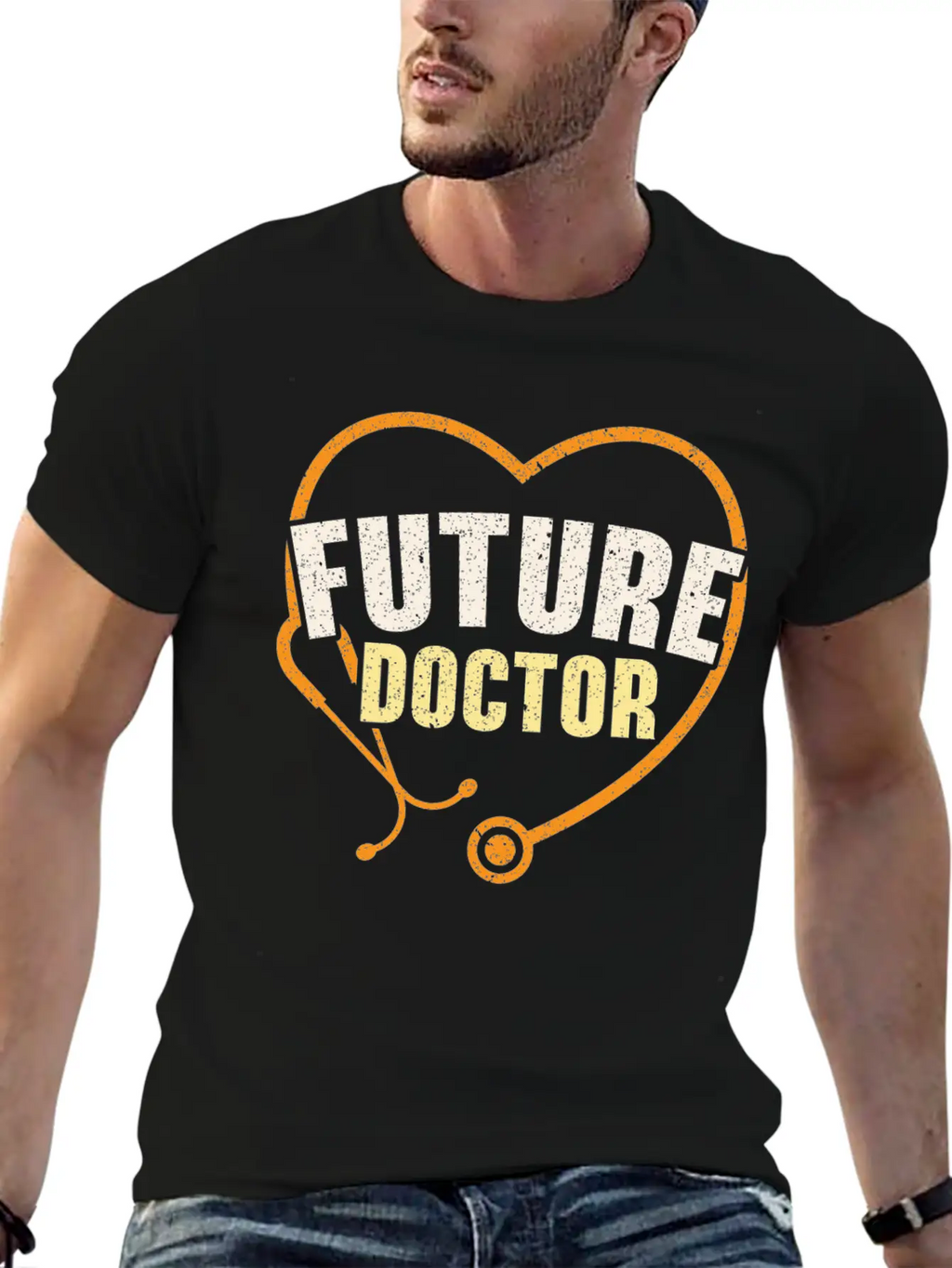 Working Hard To Be A Doctor Medicine Stethoscope Essential Cotton Tee For Daily Outfits – Unisex Style