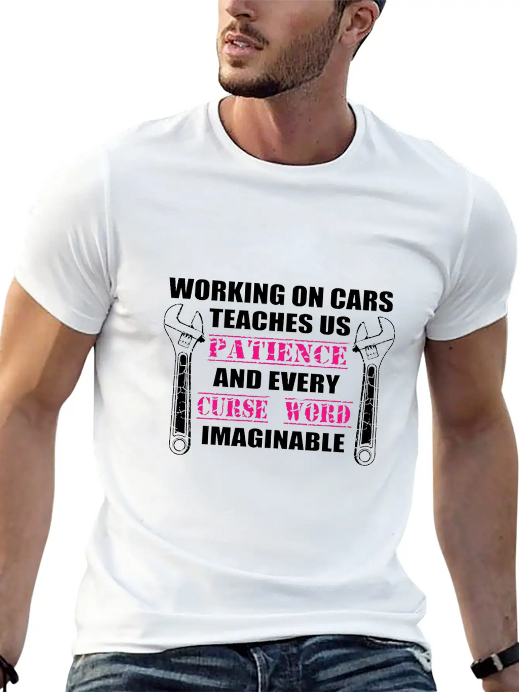 Working On Cars Teaches Us Patience Mechanic Or En Timeless Short Sleeve Tee – Comfy And Minimalist Design
