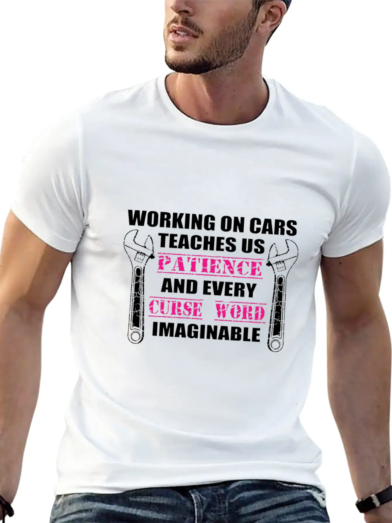 Working On Cars Teaches Us Patience Mechanic Or En Timeless Short Sleeve Tee – Comfy And Minimalist Design