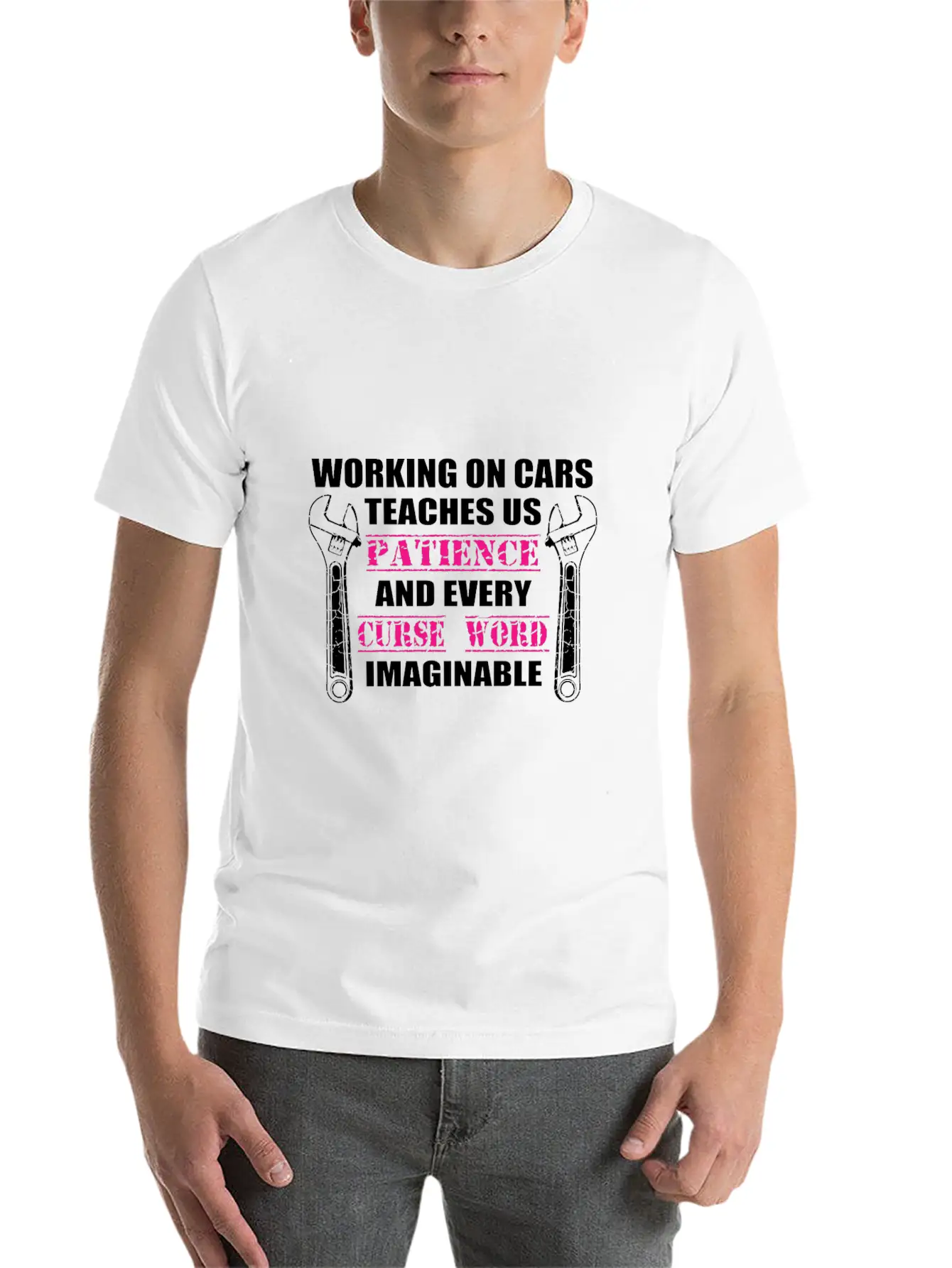 Working On Cars Teaches Us Patience Mechanic Or En Timeless Short Sleeve Tee – Comfy And Minimalist Design