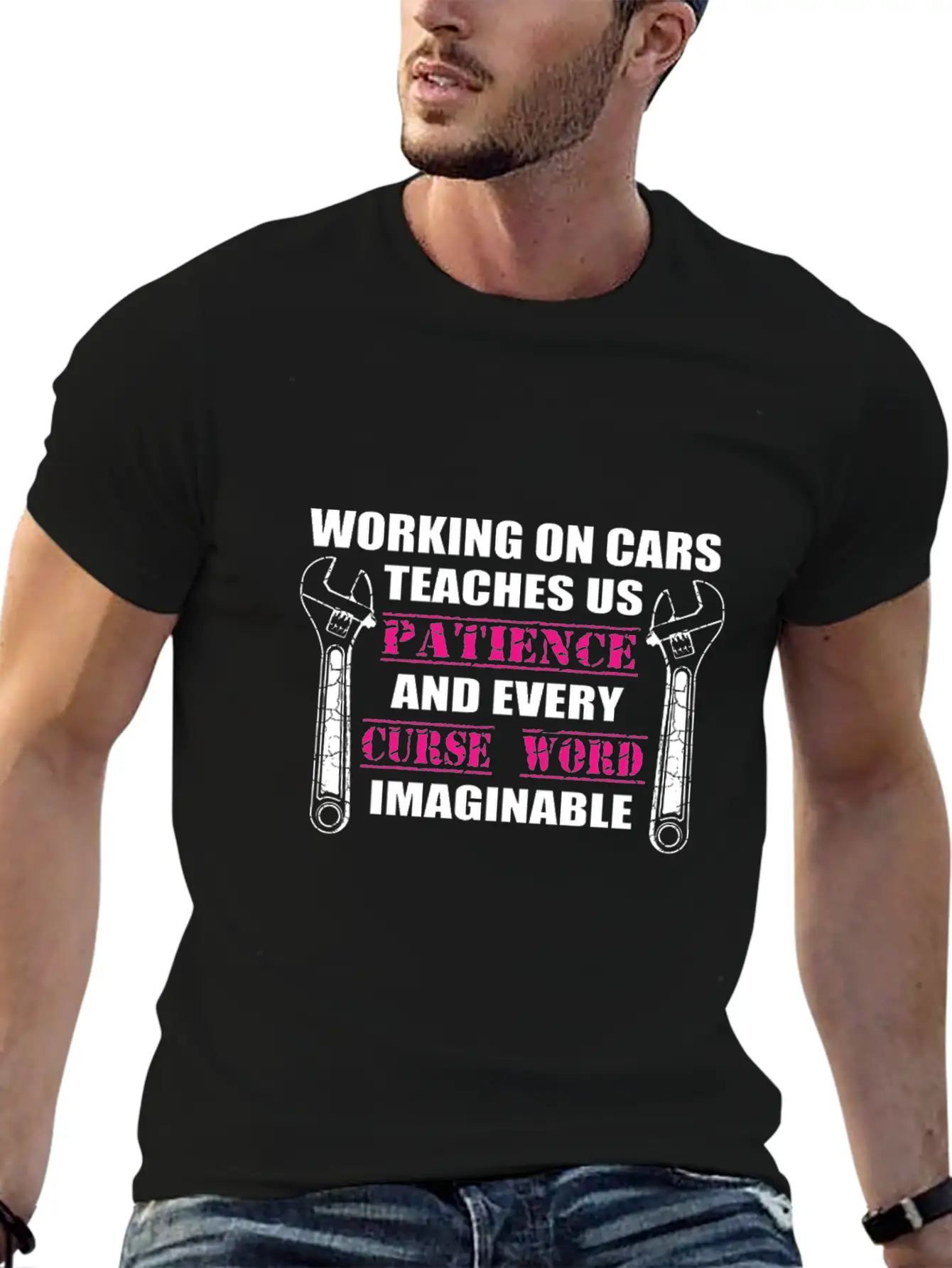Working On Cars Teaches Us Patience Mechanic Or En Timeless Short Sleeve Tee – Comfy And Minimalist Design