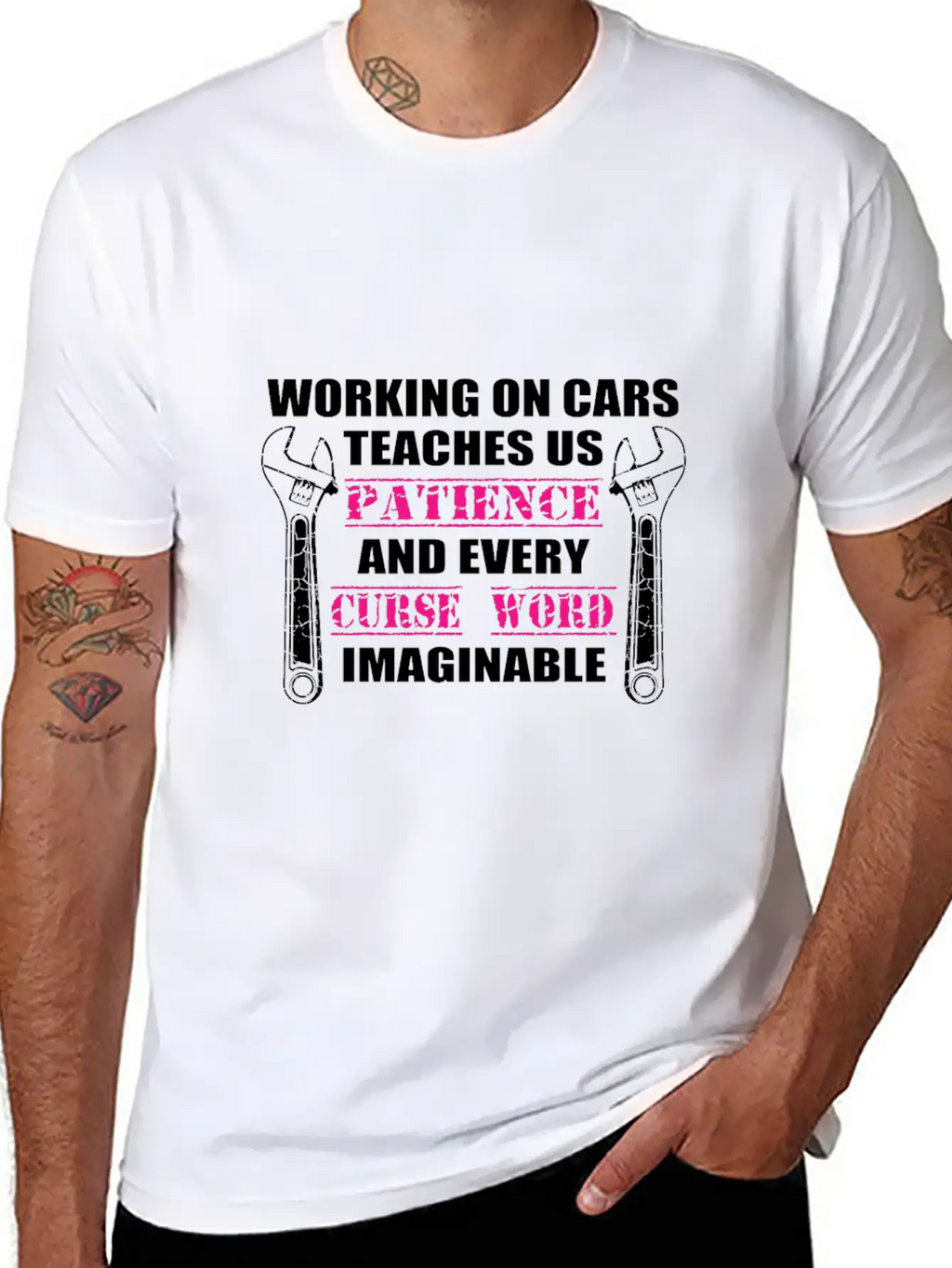 Working On Cars Teaches Us Patience Mechanic Or En Timeless Short Sleeve Tee – Comfy And Minimalist Design