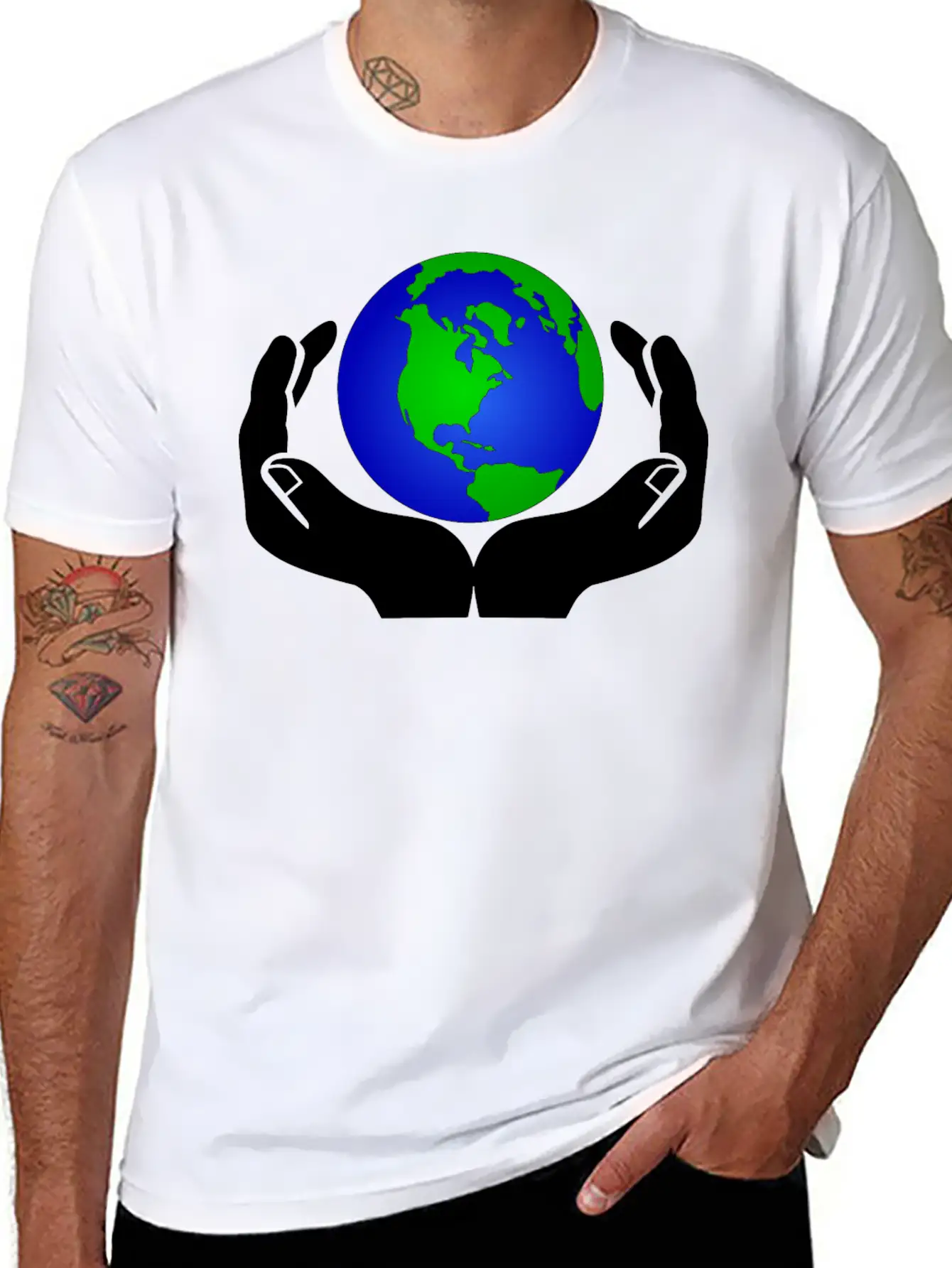 World In Hands Basic Graphic T-Shirt – Daily Comfort In Soft Cotton