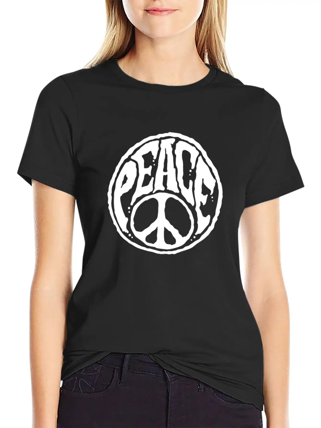 World Peace Sign - Hippie Kindness Relaxed Everyday Tee – Lightweight And Durable Cotton