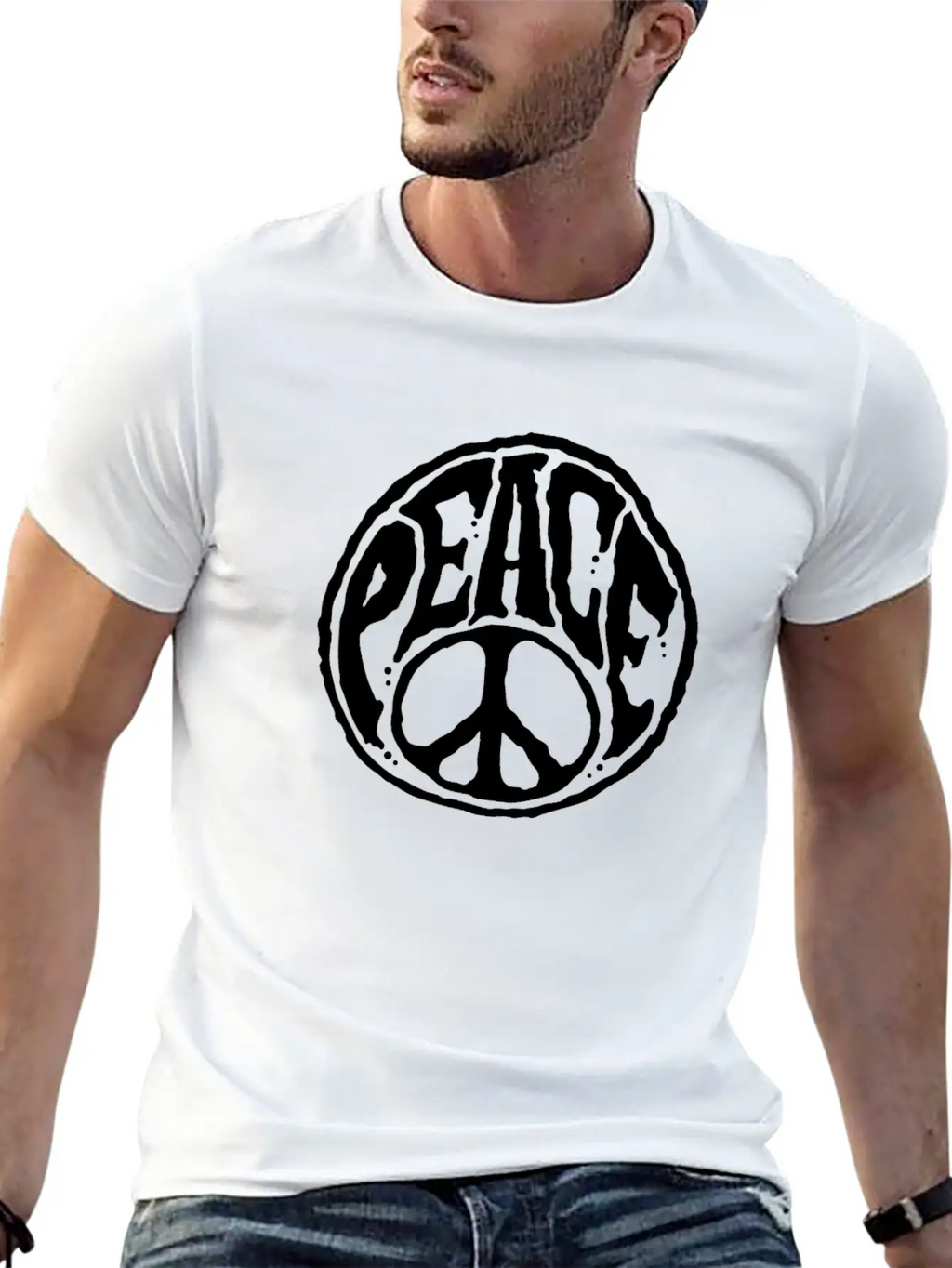 World Peace Sign - Hippie Kindness Relaxed Everyday Tee – Lightweight And Durable Cotton
