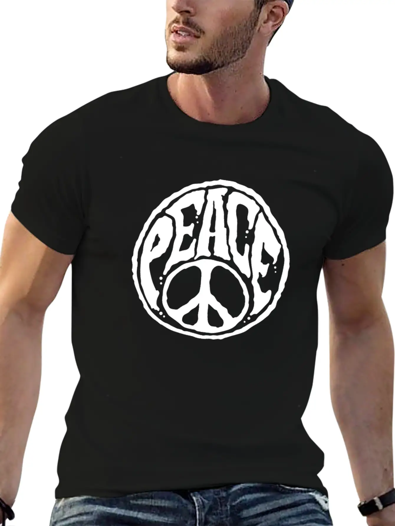 World Peace Sign - Hippie Kindness Relaxed Everyday Tee – Lightweight And Durable Cotton