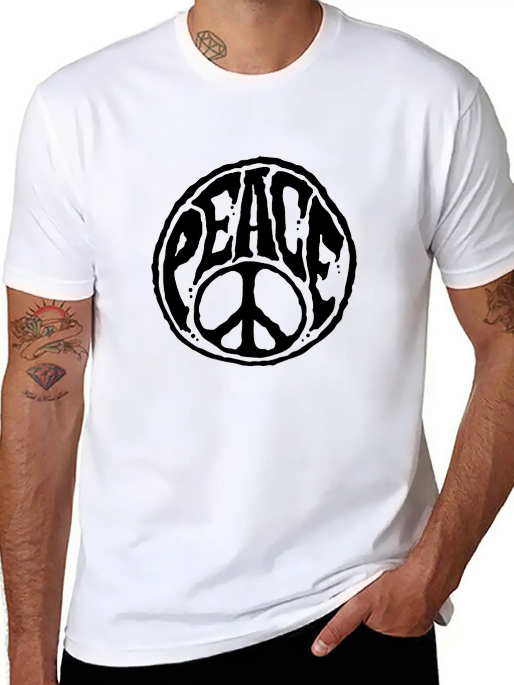 World Peace Sign - Hippie Kindness Relaxed Everyday Tee – Lightweight And Durable Cotton