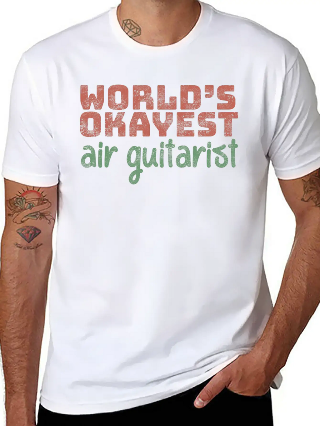 World S Okayest Air Guitarist Relaxed Everyday Tee – Lightweight And Durable Cotton