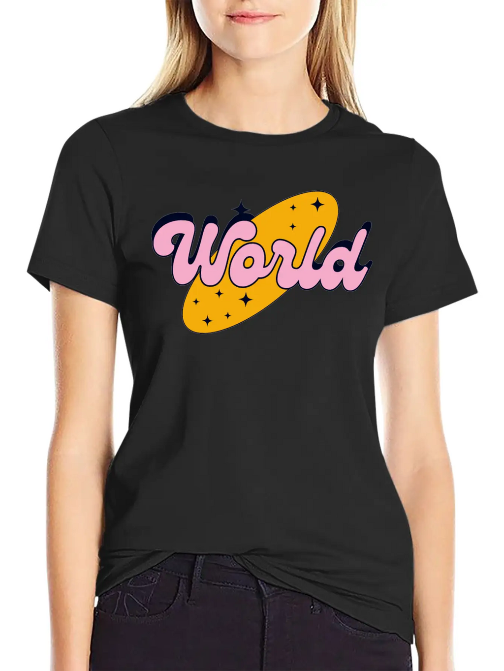World Yellow And Pink Retro Streetwear Logo Classic Cotton Tee – Unisex Comfort For Any Season