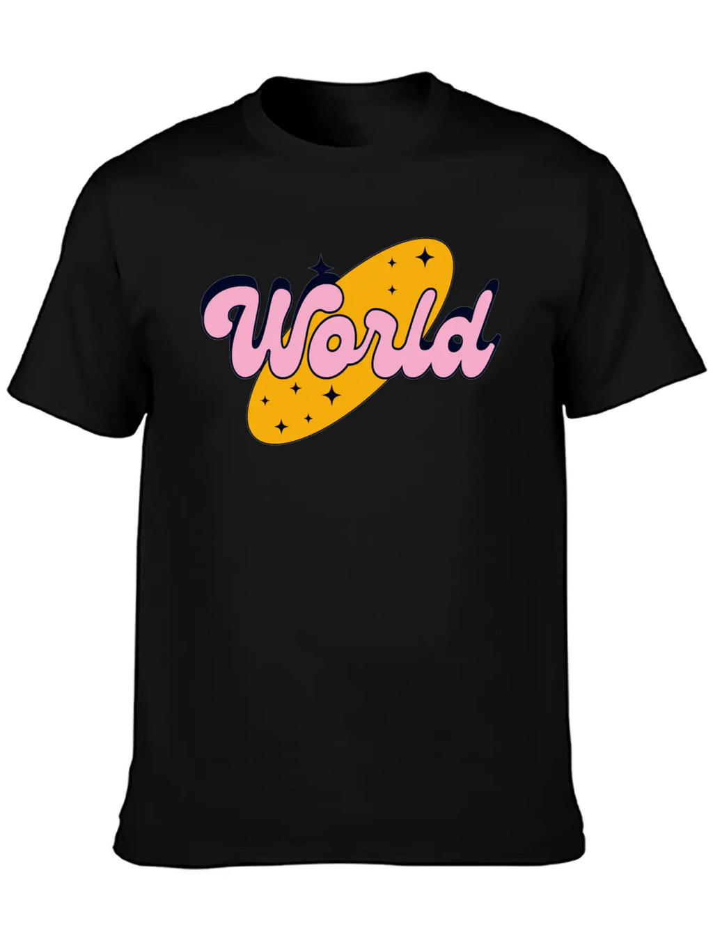 World Yellow And Pink Retro Streetwear Logo Classic Cotton Tee – Unisex Comfort For Any Season