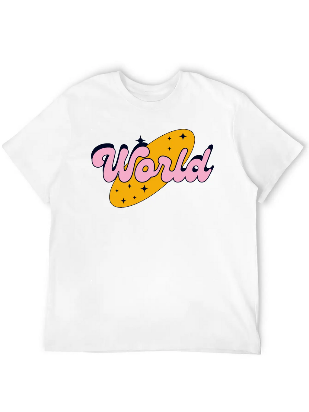 World Yellow And Pink Retro Streetwear Logo Classic Cotton Tee – Unisex Comfort For Any Season