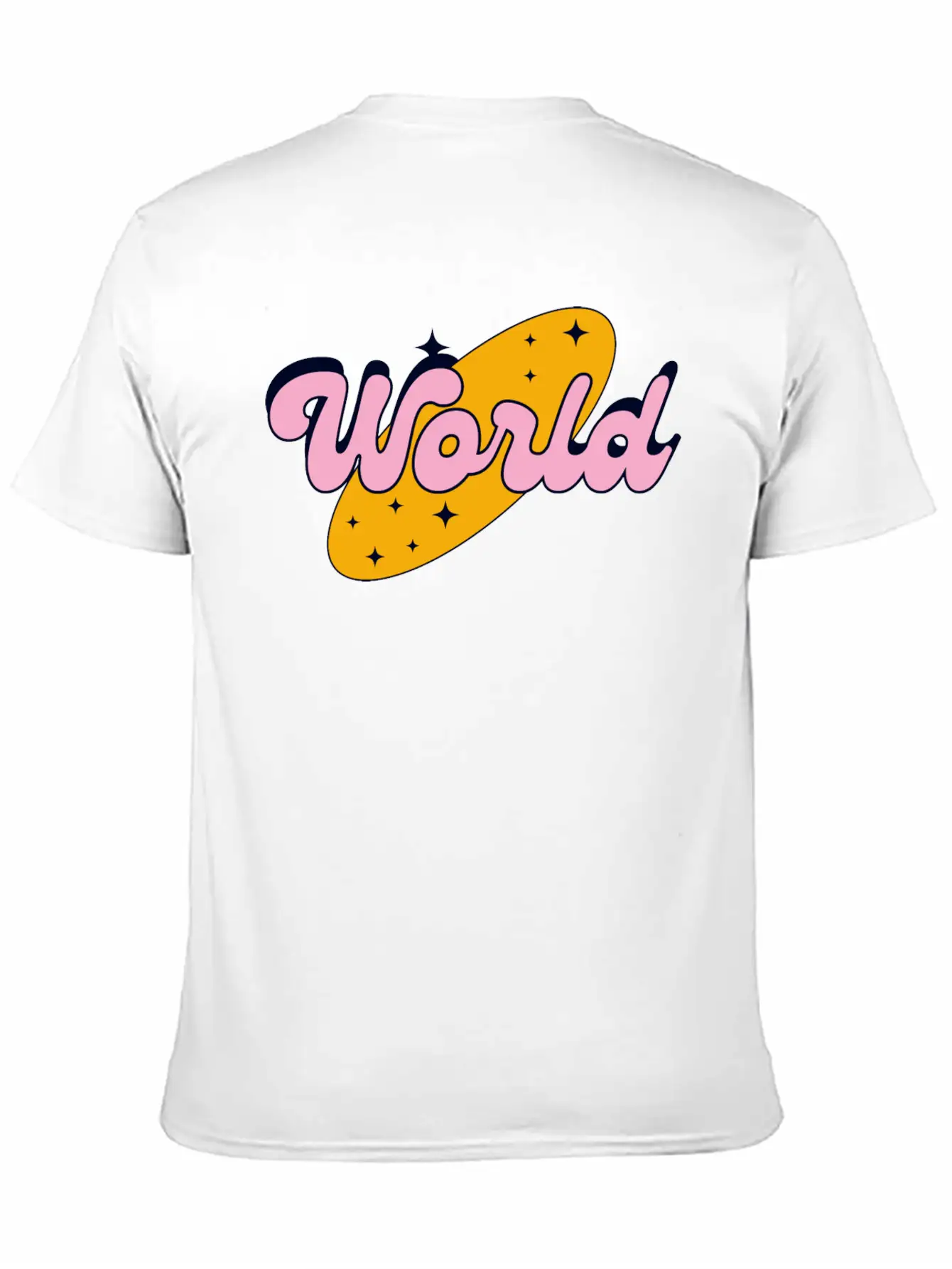 World Yellow And Pink Retro Streetwear Logo Classic Cotton Tee – Unisex Comfort For Any Season