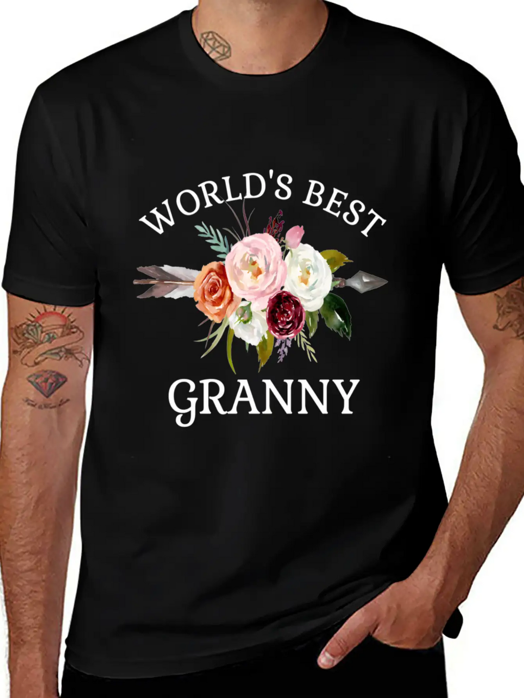 World'S Best Granny Arrow Flower Bouquet Grandma Classic Cotton Tee – Unisex Comfort For Any Season