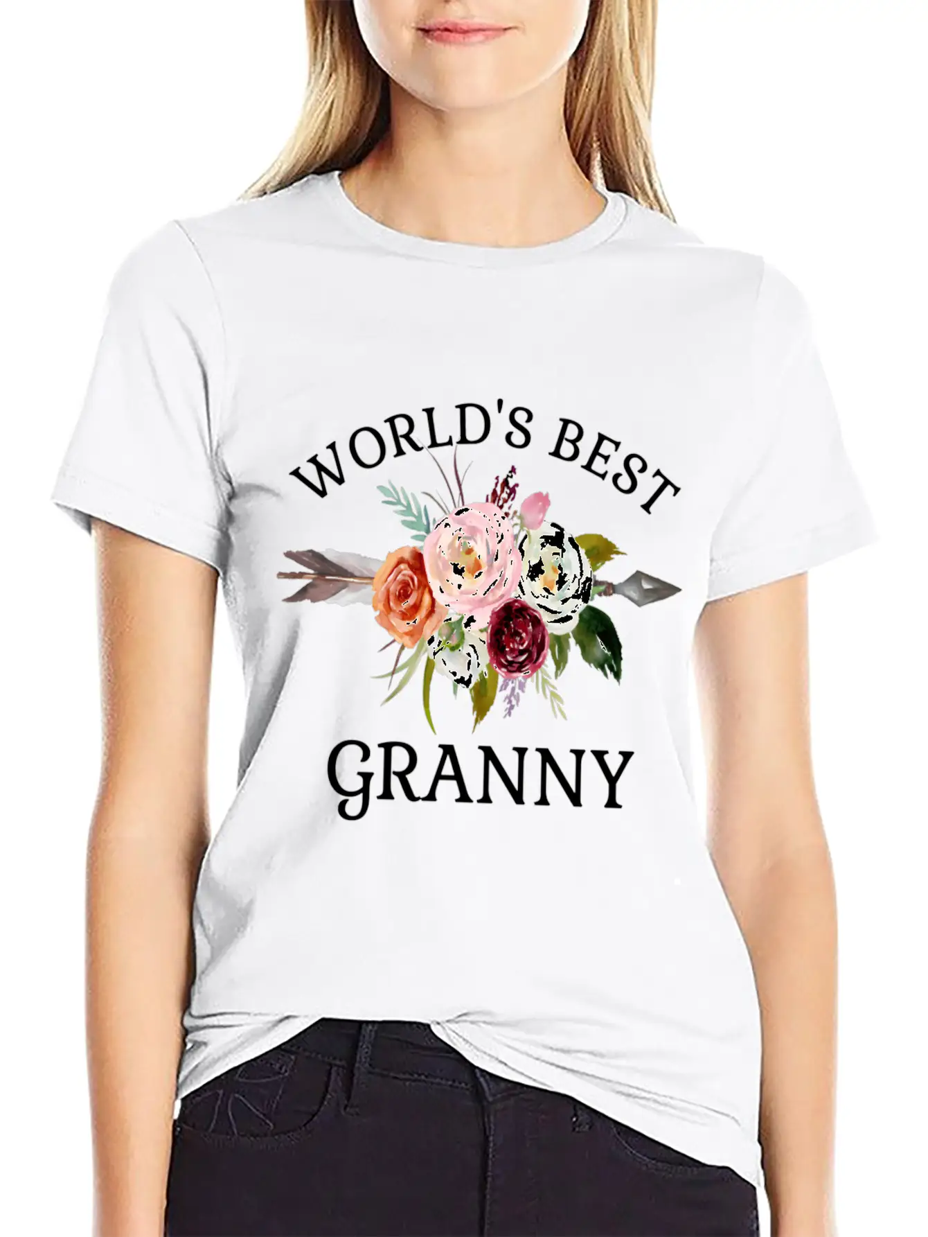 World'S Best Granny Arrow Flower Bouquet Grandma Classic Cotton Tee – Unisex Comfort For Any Season