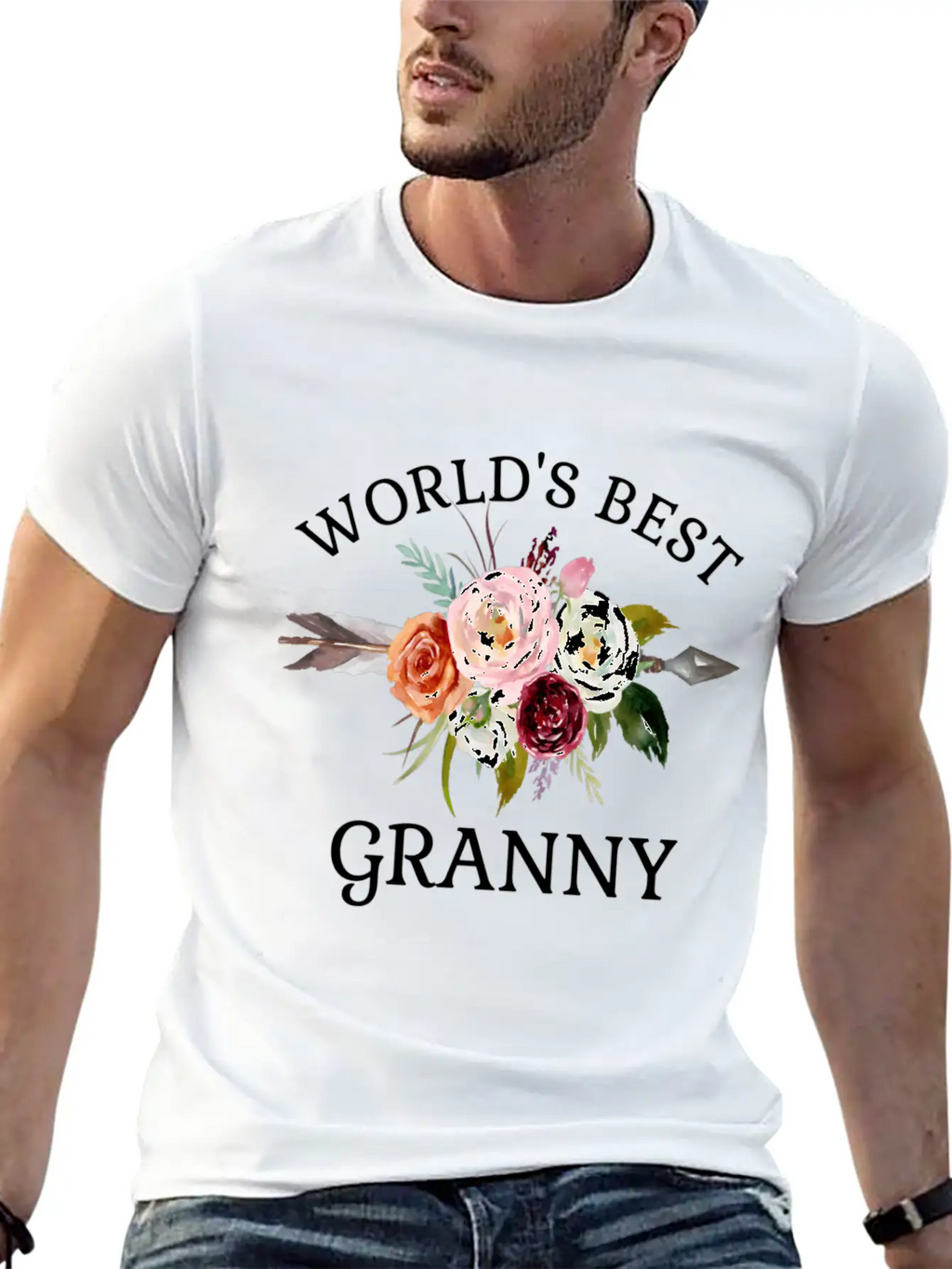World'S Best Granny Arrow Flower Bouquet Grandma Classic Cotton Tee – Unisex Comfort For Any Season