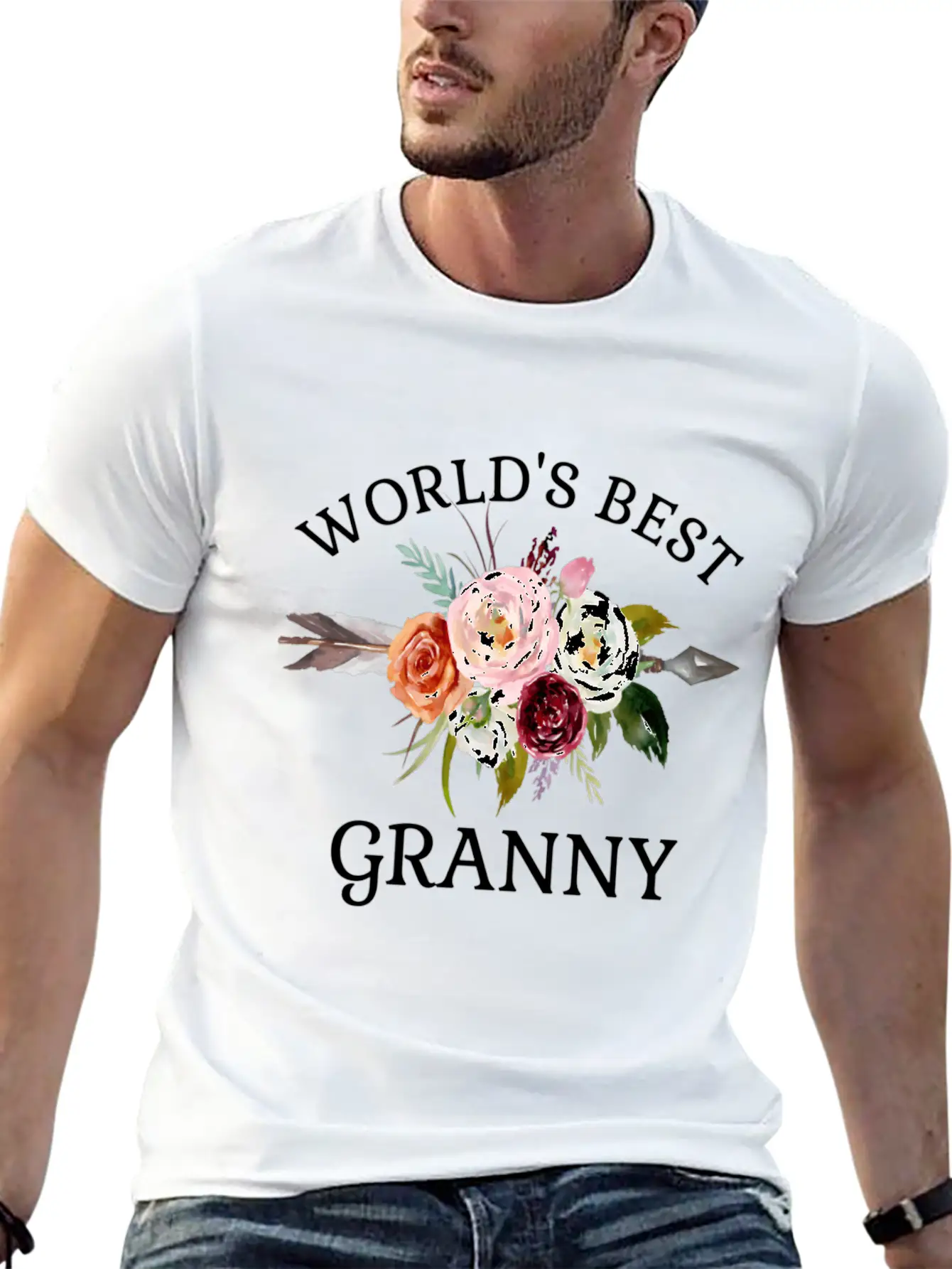 World'S Best Granny Arrow Flower Bouquet Grandma Classic Cotton Tee – Unisex Comfort For Any Season