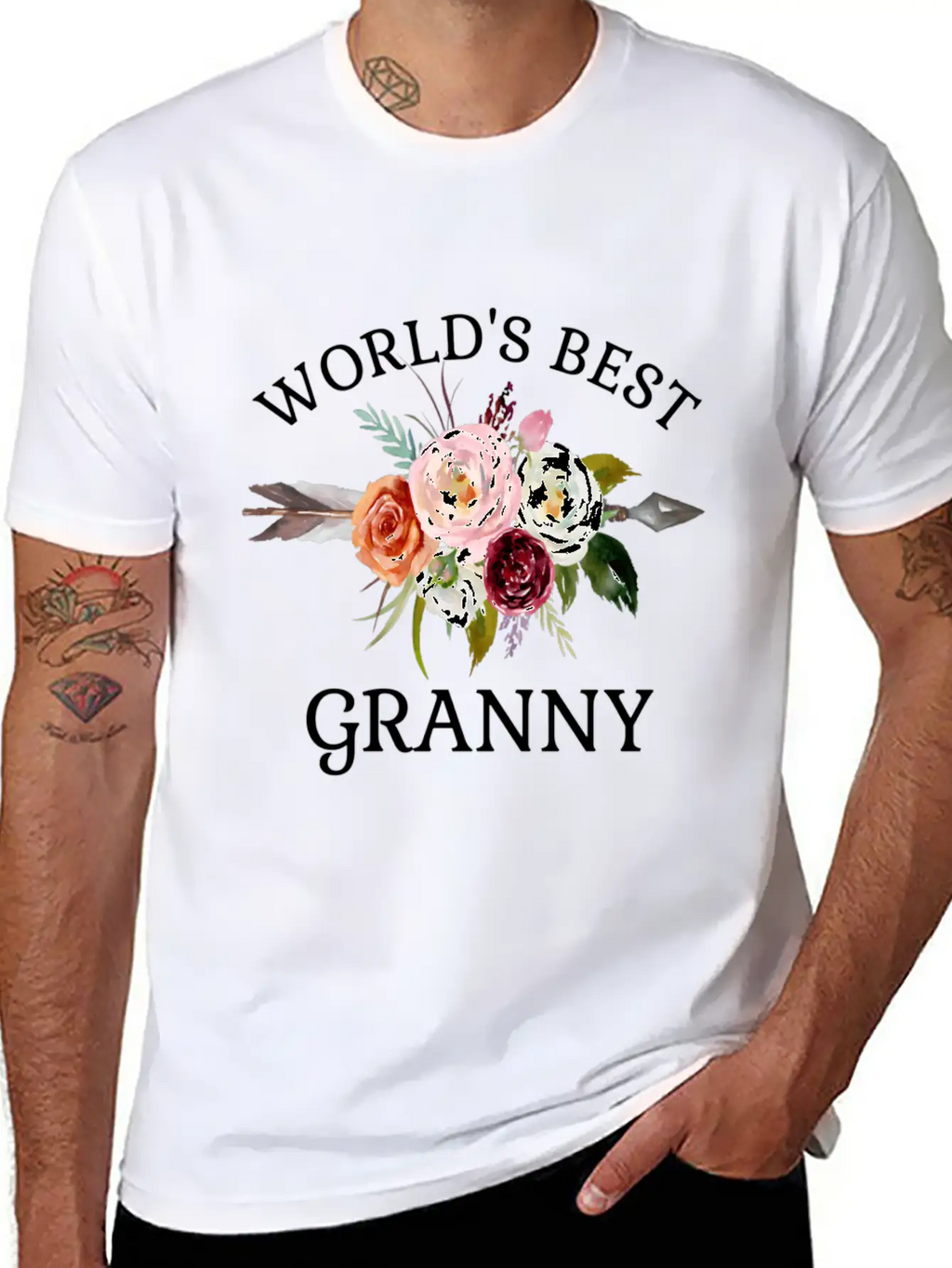 World'S Best Granny Arrow Flower Bouquet Grandma Classic Cotton Tee – Unisex Comfort For Any Season