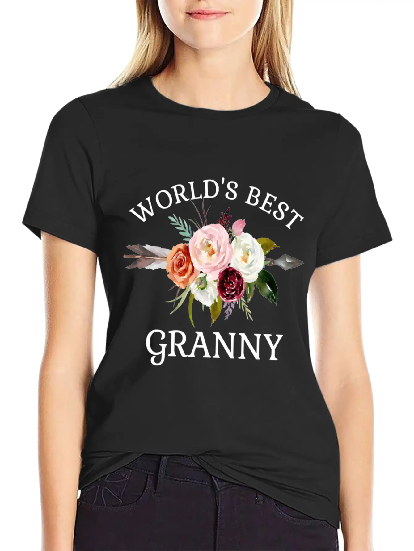 World'S Best Granny Arrow Flower Bouquet Grandma Classic Cotton Tee – Unisex Comfort For Any Season