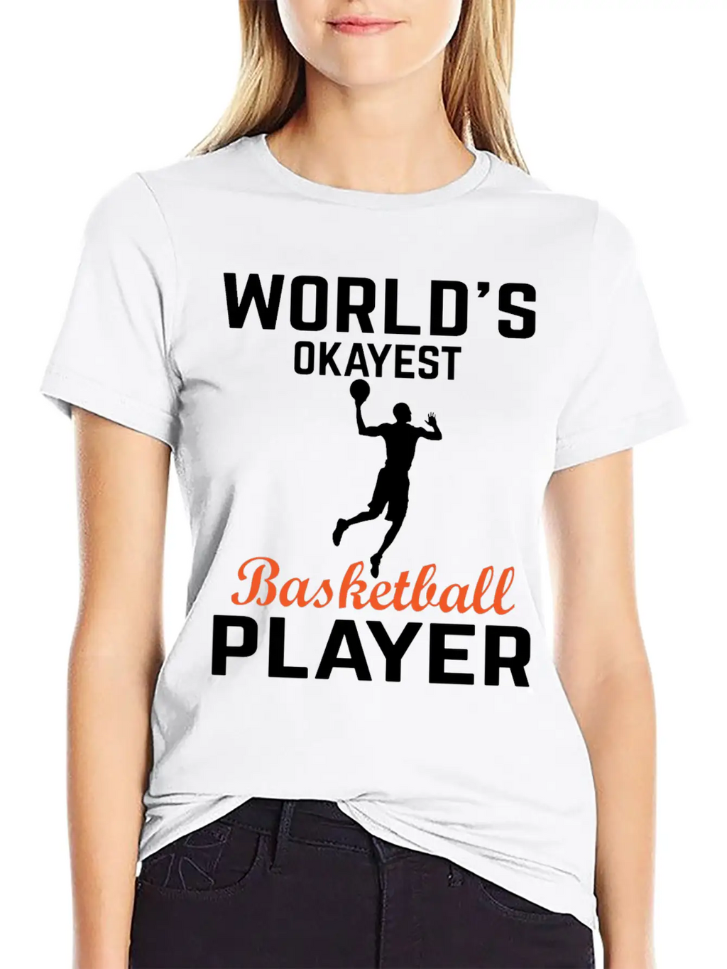 WORLDS OKAYEST BASKETBALL PLAYER Basic Graphic T-Shirt – Daily Comfort In Soft Cotton