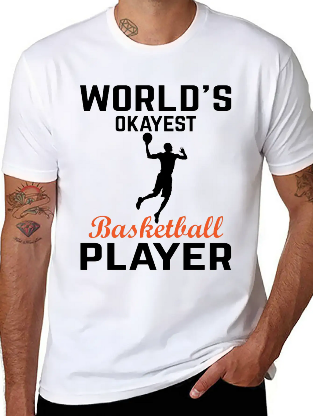 WORLDS OKAYEST BASKETBALL PLAYER Basic Graphic T-Shirt – Daily Comfort In Soft Cotton