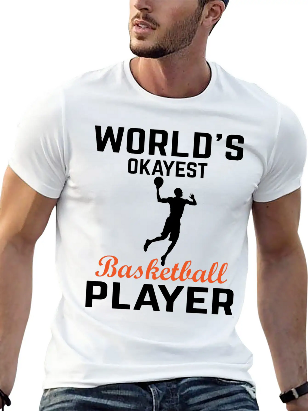 WORLDS OKAYEST BASKETBALL PLAYER Basic Graphic T-Shirt – Daily Comfort In Soft Cotton