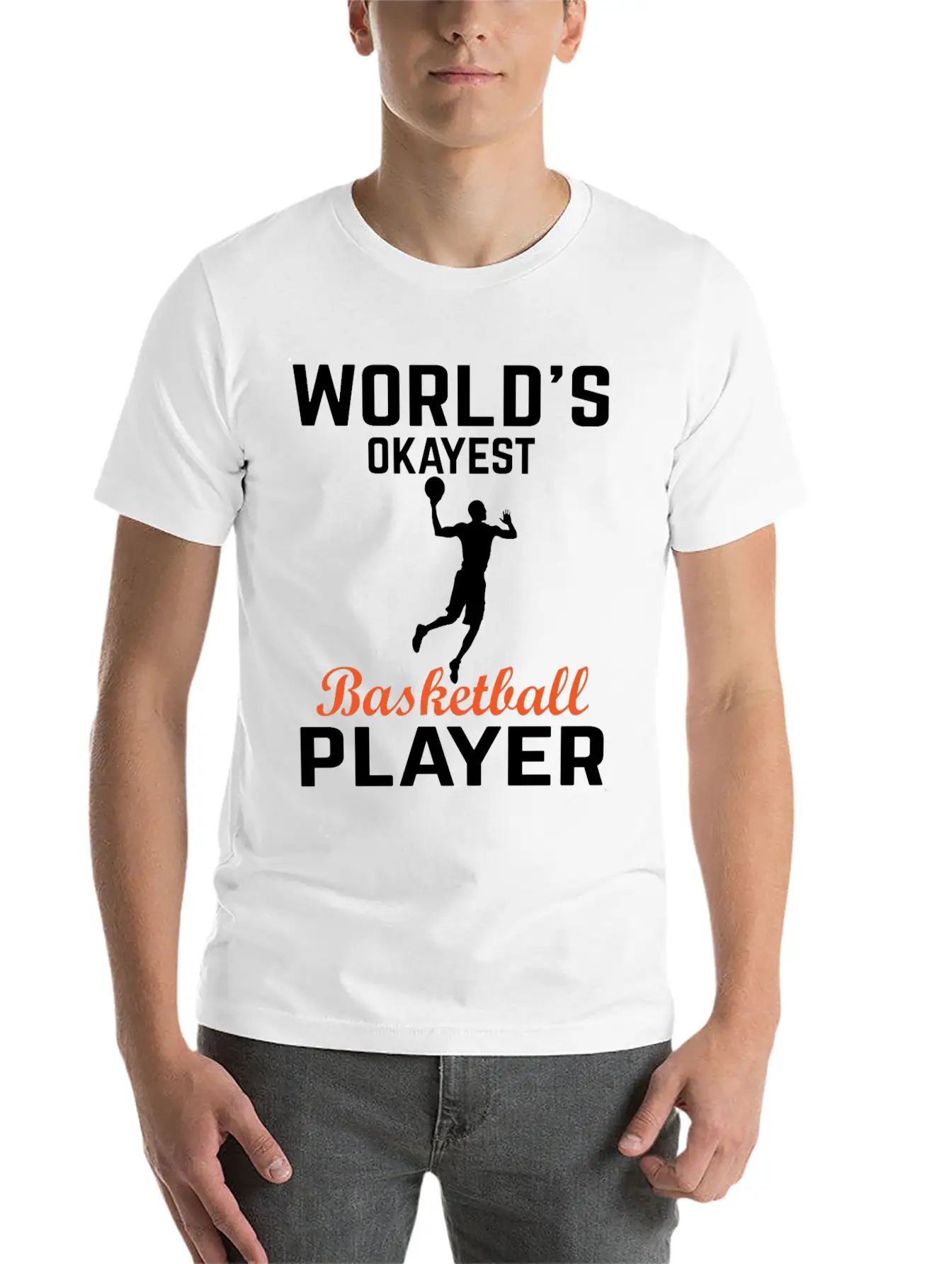 WORLDS OKAYEST BASKETBALL PLAYER Basic Graphic T-Shirt – Daily Comfort In Soft Cotton