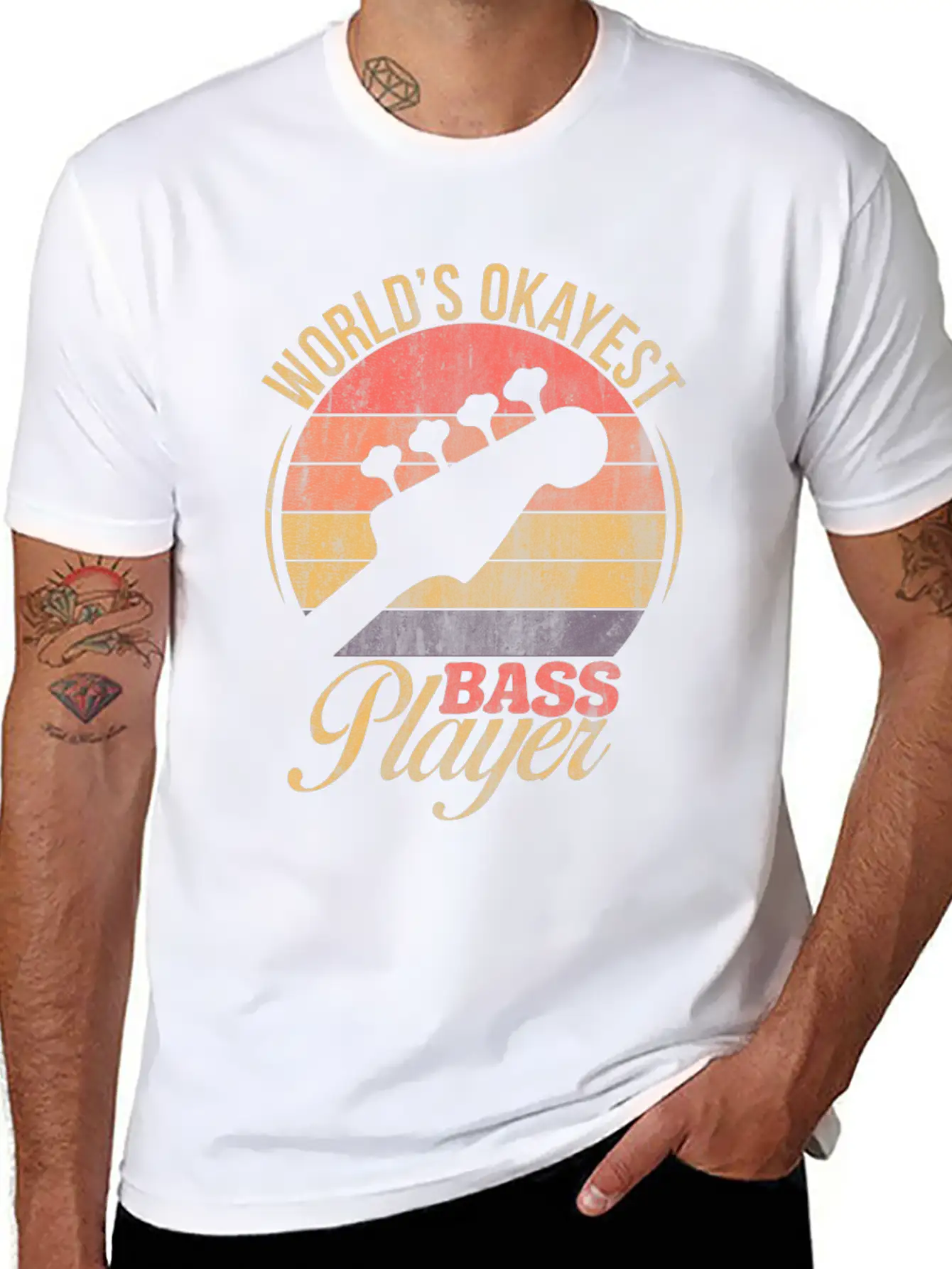 WORLD'S OKAYEST BASS PLAYER TSHIRT Basic Graphic T-Shirt – Daily Comfort In Soft Cotton