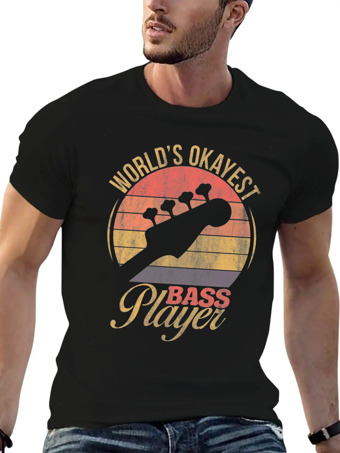 WORLD'S OKAYEST BASS PLAYER TSHIRT Basic Graphic T-Shirt – Daily Comfort In Soft Cotton