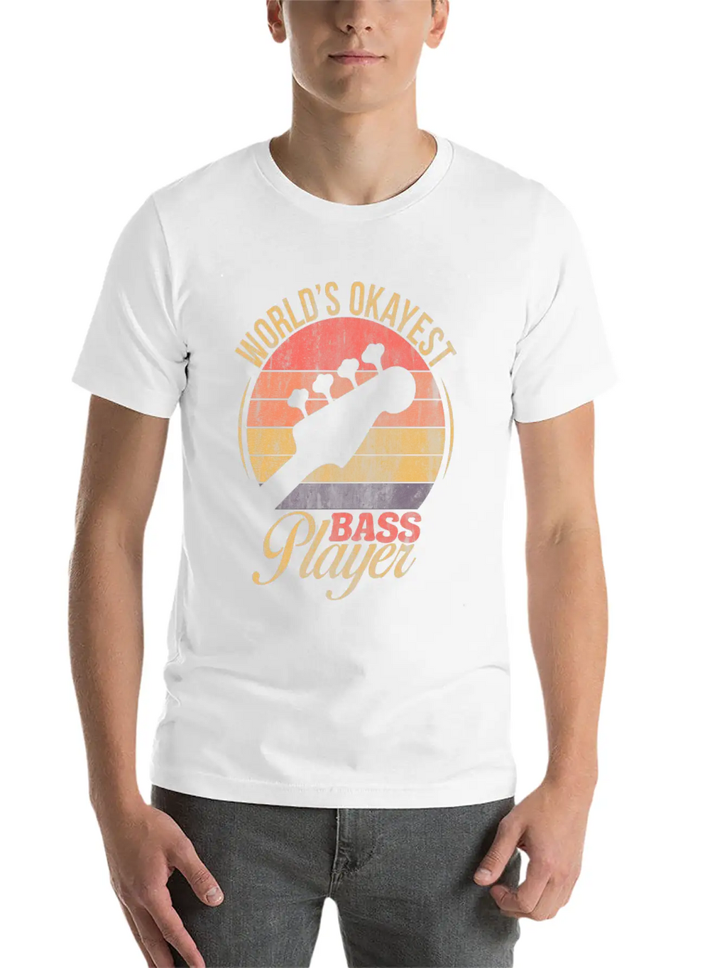 WORLD'S OKAYEST BASS PLAYER TSHIRT Basic Graphic T-Shirt – Daily Comfort In Soft Cotton