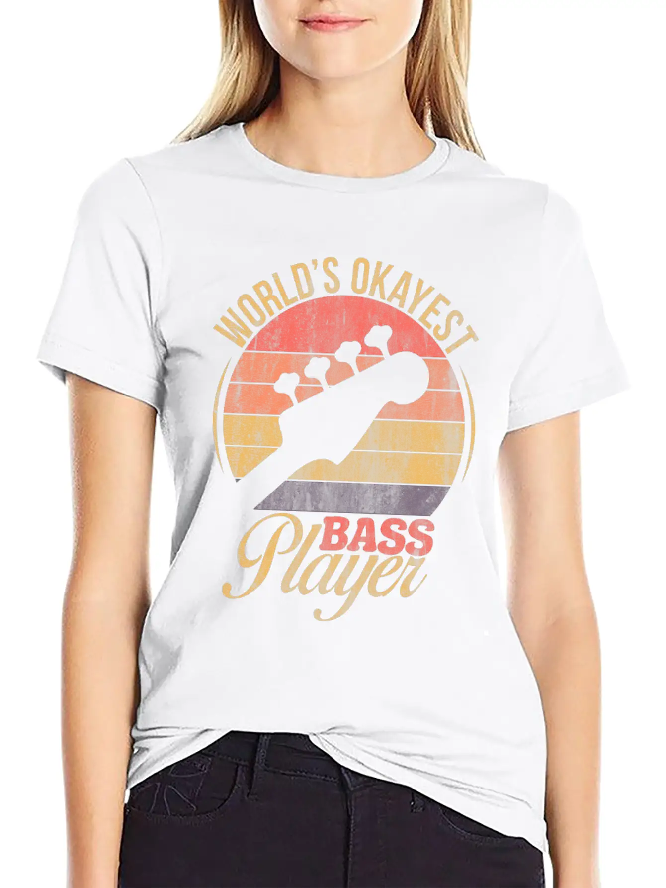 WORLD'S OKAYEST BASS PLAYER TSHIRT Basic Graphic T-Shirt – Daily Comfort In Soft Cotton