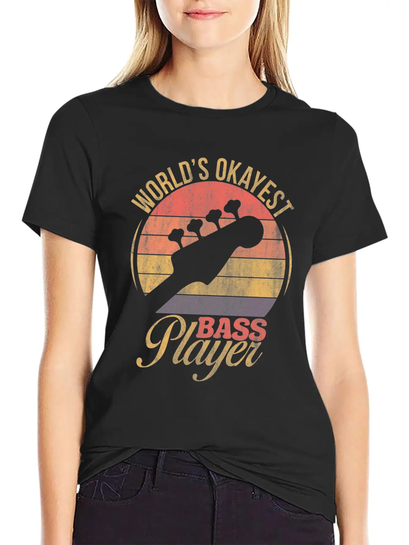 WORLD'S OKAYEST BASS PLAYER TSHIRT Basic Graphic T-Shirt – Daily Comfort In Soft Cotton