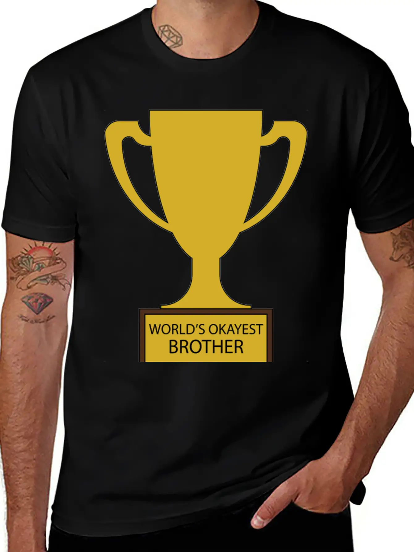 World's Okayest Brother Trophy Timeless Short Sleeve Tee – Comfy And Minimalist Design