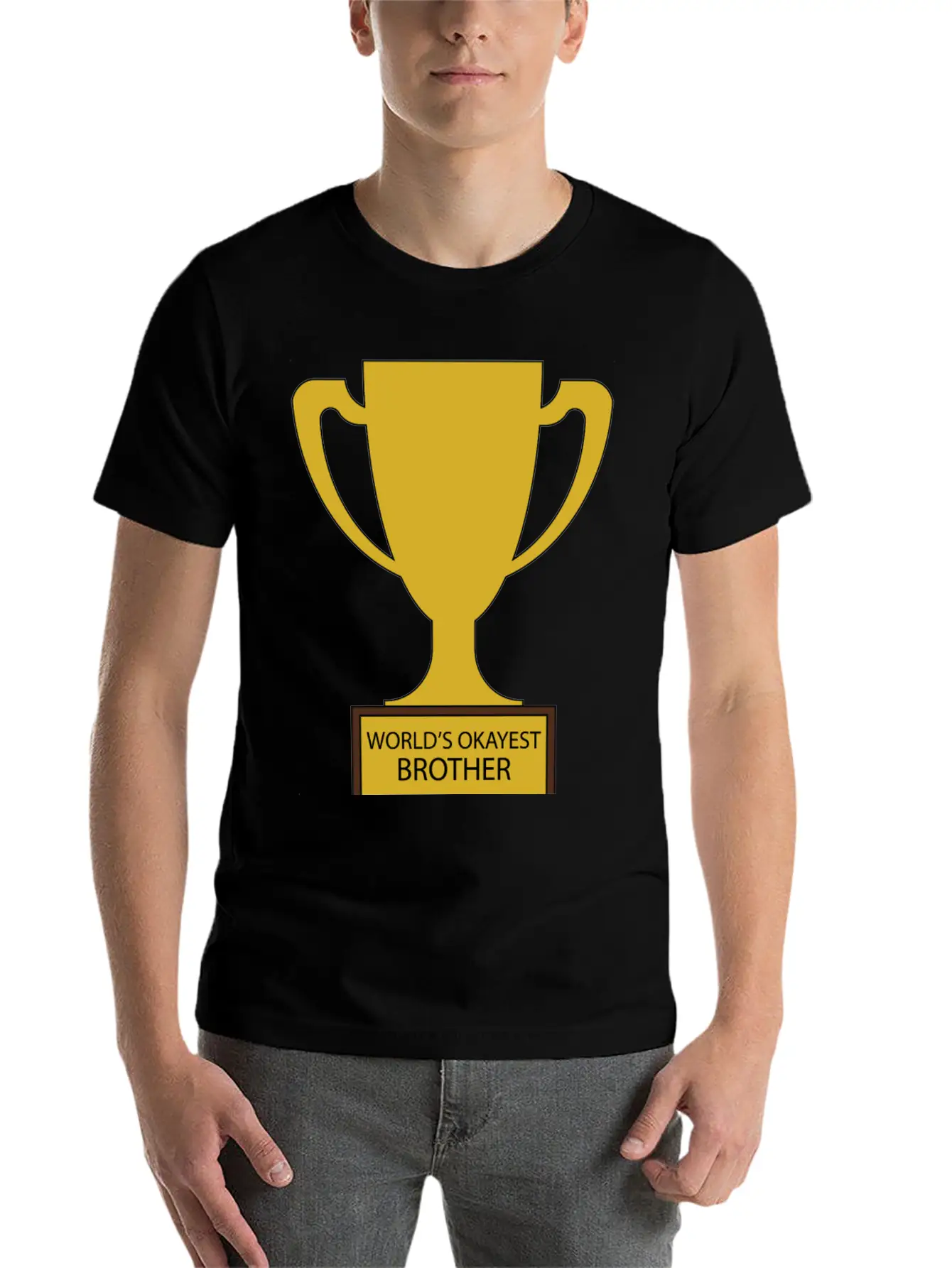 World's Okayest Brother Trophy Timeless Short Sleeve Tee – Comfy And Minimalist Design
