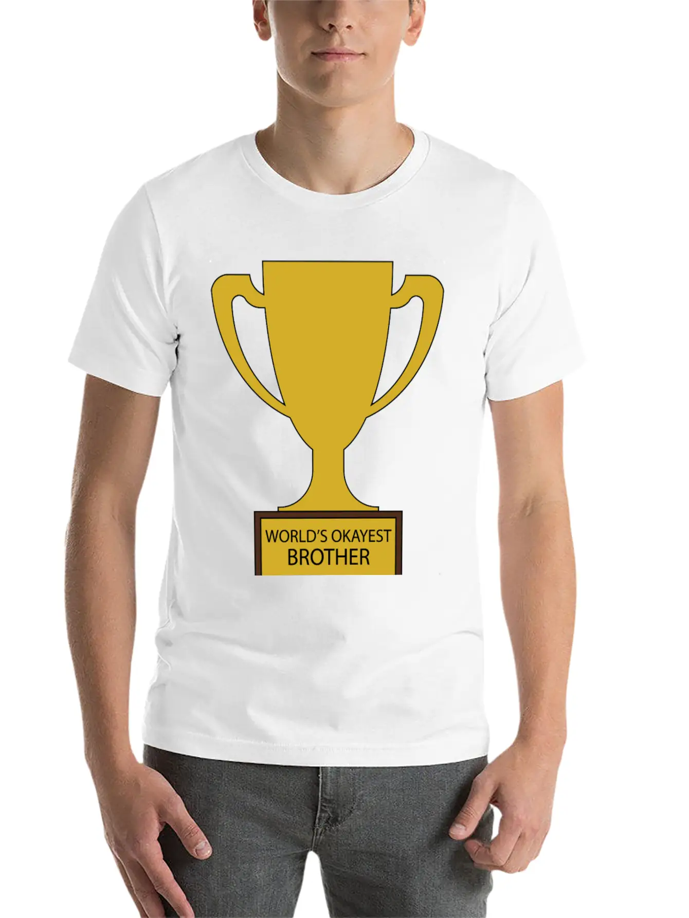 World's Okayest Brother Trophy Timeless Short Sleeve Tee – Comfy And Minimalist Design
