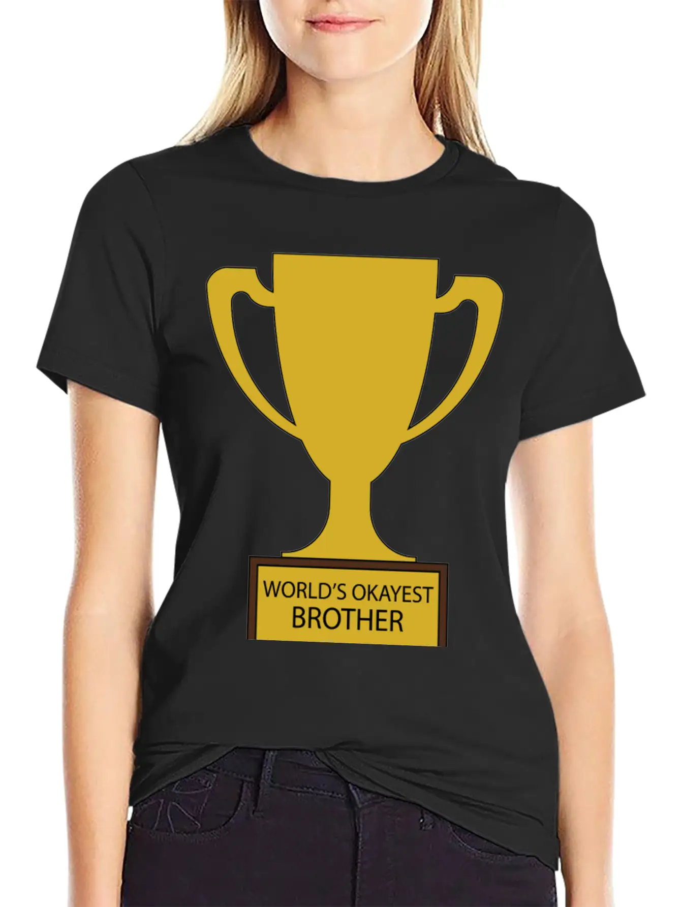 World's Okayest Brother Trophy Timeless Short Sleeve Tee – Comfy And Minimalist Design
