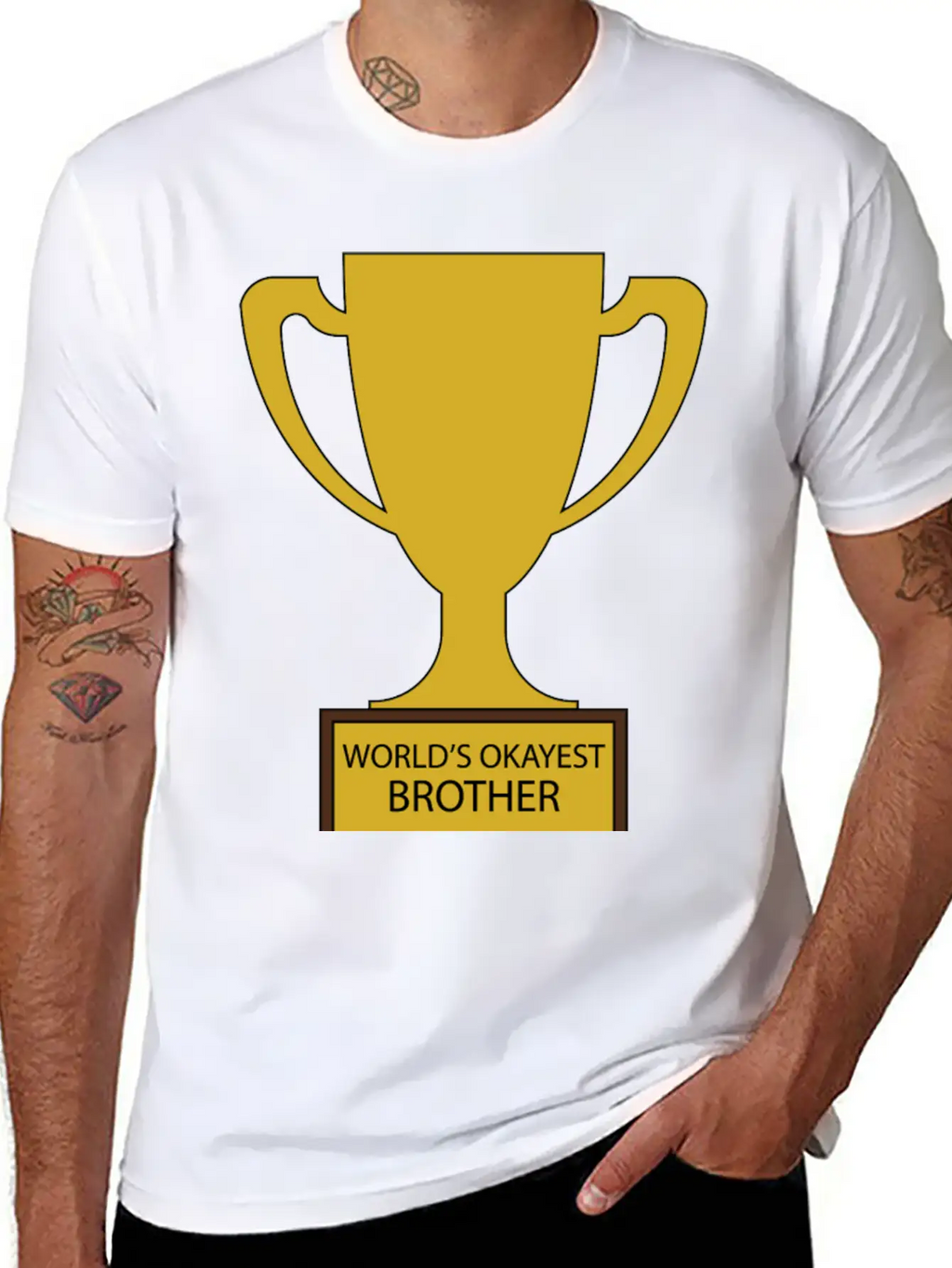 World's Okayest Brother Trophy Timeless Short Sleeve Tee – Comfy And Minimalist Design