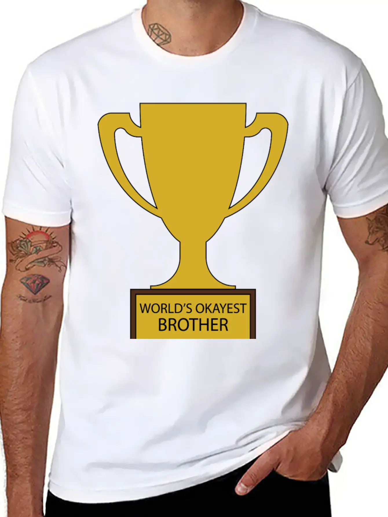 World's Okayest Brother Trophy Timeless Short Sleeve Tee – Comfy And Minimalist Design