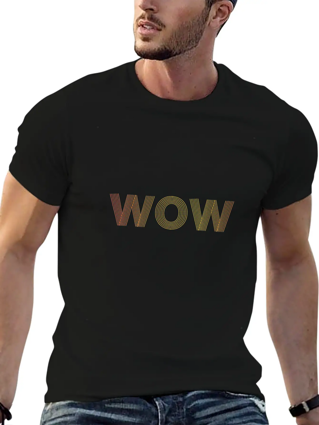 Wow Gradient Text Timeless Short Sleeve Tee – Comfy And Minimalist Design
