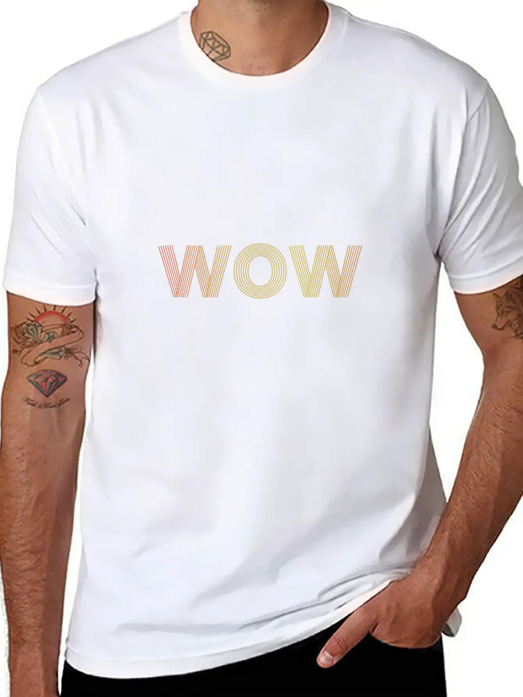 Wow Gradient Text Timeless Short Sleeve Tee – Comfy And Minimalist Design