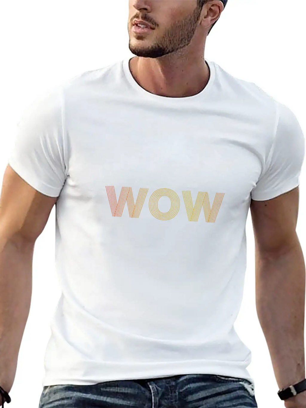 Wow Gradient Text Timeless Short Sleeve Tee – Comfy And Minimalist Design