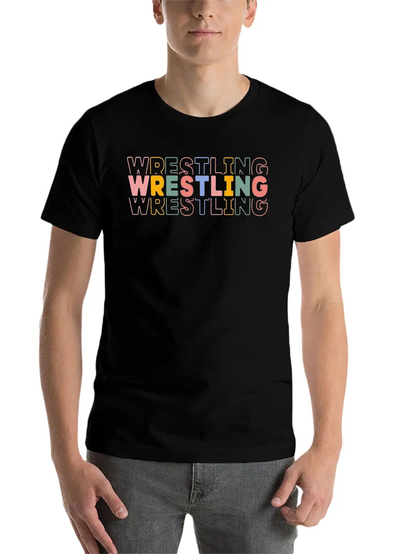 Wrestling Typography Breathable Soft Cotton T-Shirt – Timeless Casual Look