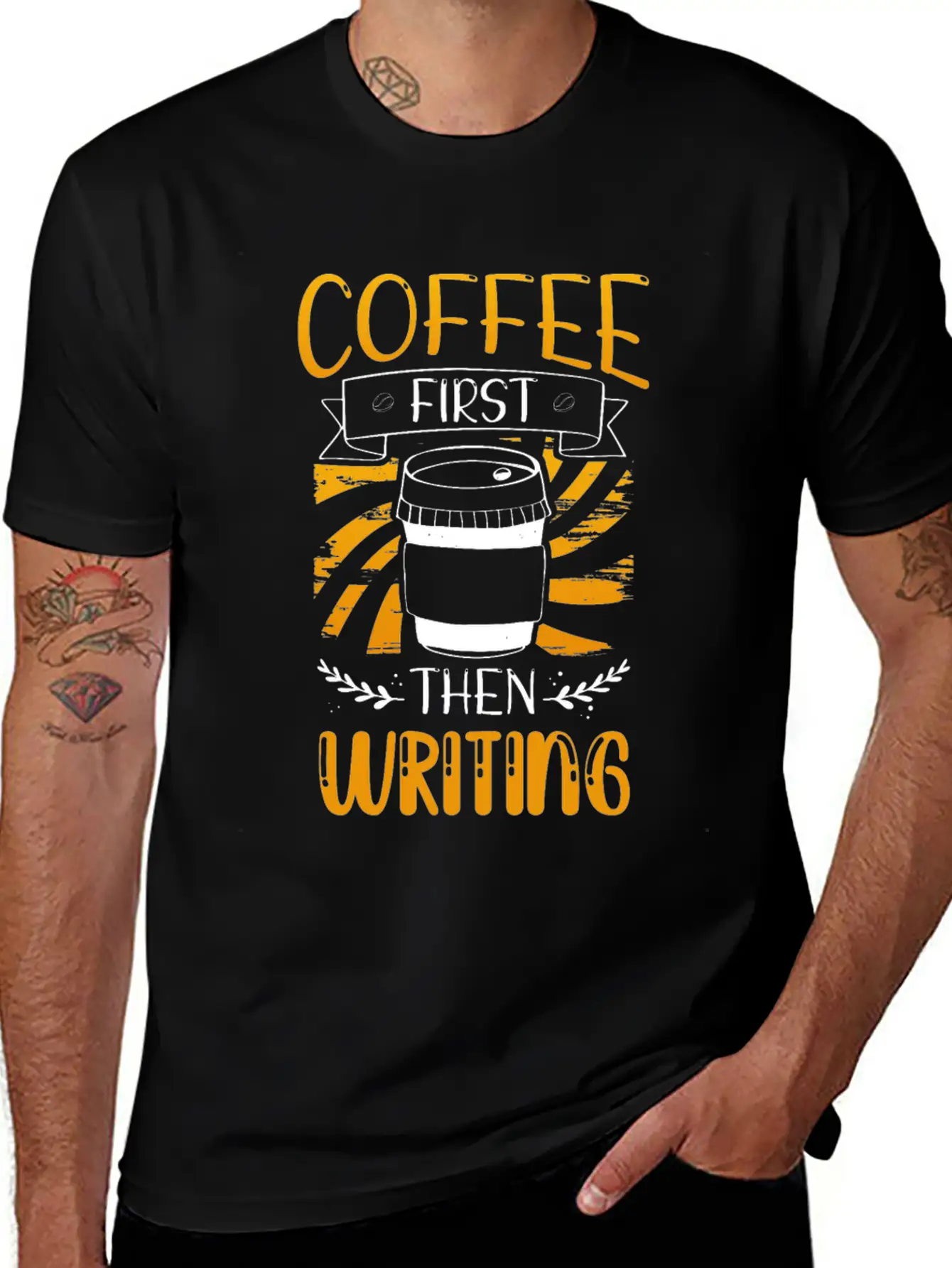Writer Gift Coffee First Then Writing Classic Cotton Tee – Unisex Comfort For Any Season