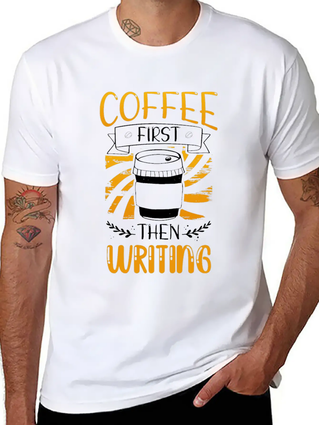 Writer Gift Coffee First Then Writing Classic Cotton Tee – Unisex Comfort For Any Season