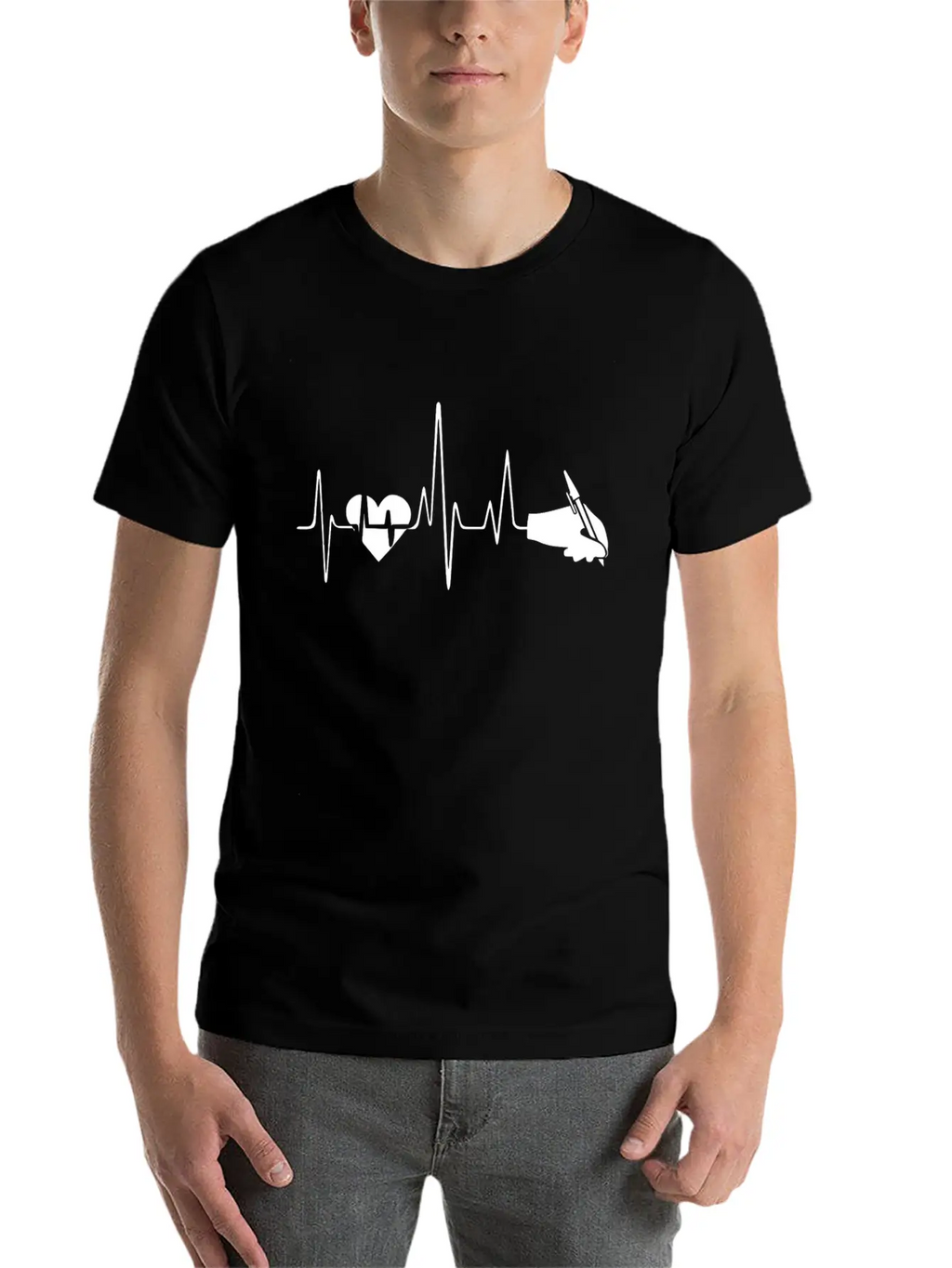 Writing Heartbeat Shirt Breathable Soft Cotton T-Shirt – Timeless Casual Look