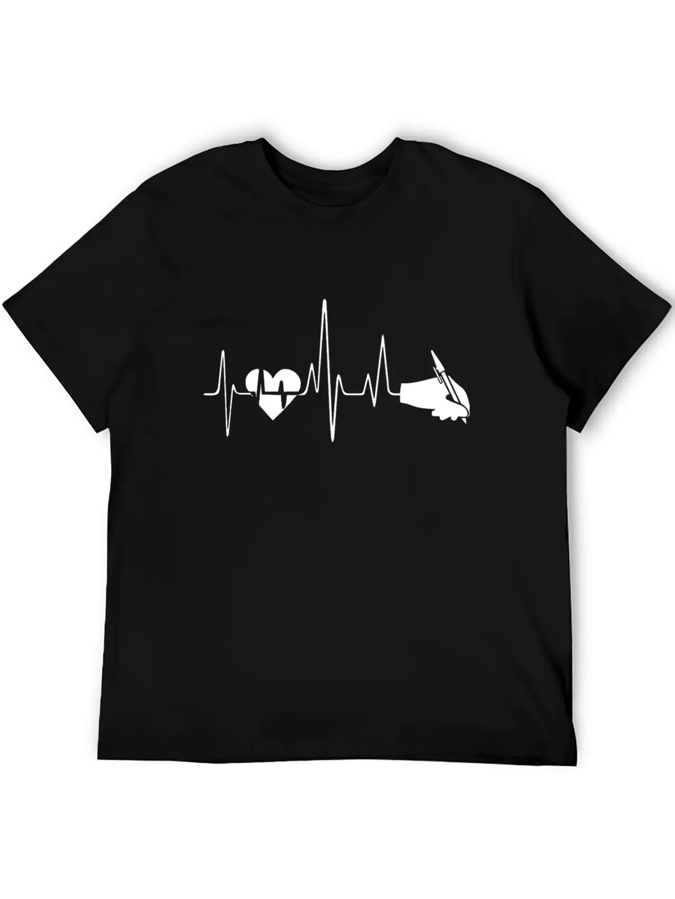 Writing Heartbeat Shirt Breathable Soft Cotton T-Shirt – Timeless Casual Look