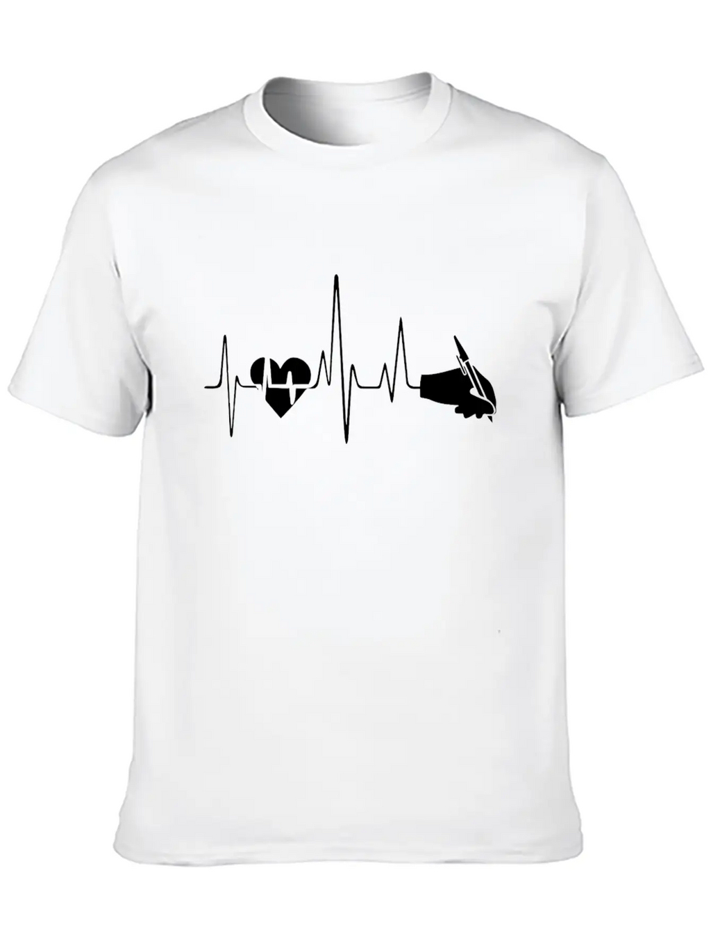 Writing Heartbeat Shirt Breathable Soft Cotton T-Shirt – Timeless Casual Look