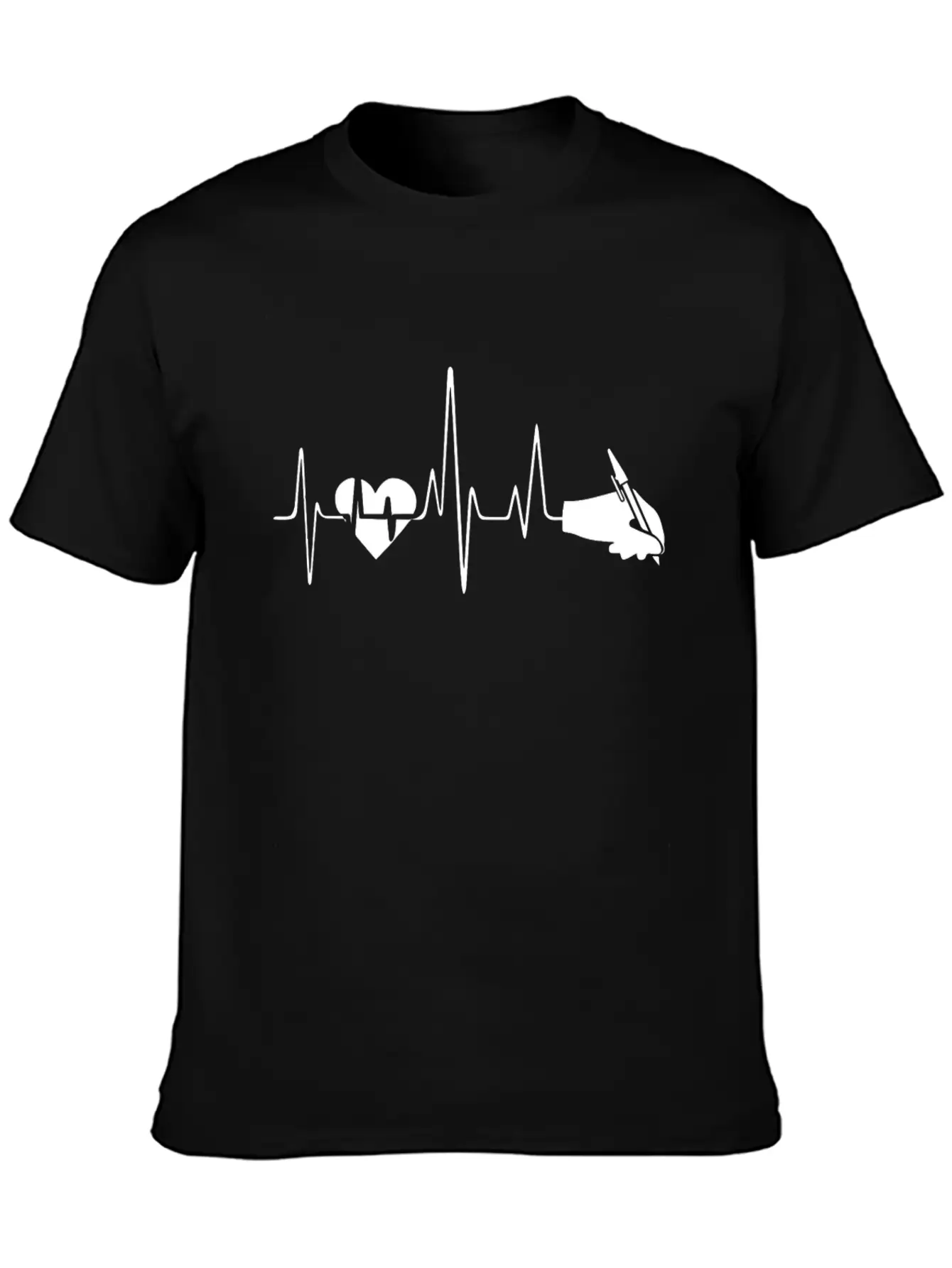 Writing Heartbeat Shirt Breathable Soft Cotton T-Shirt – Timeless Casual Look