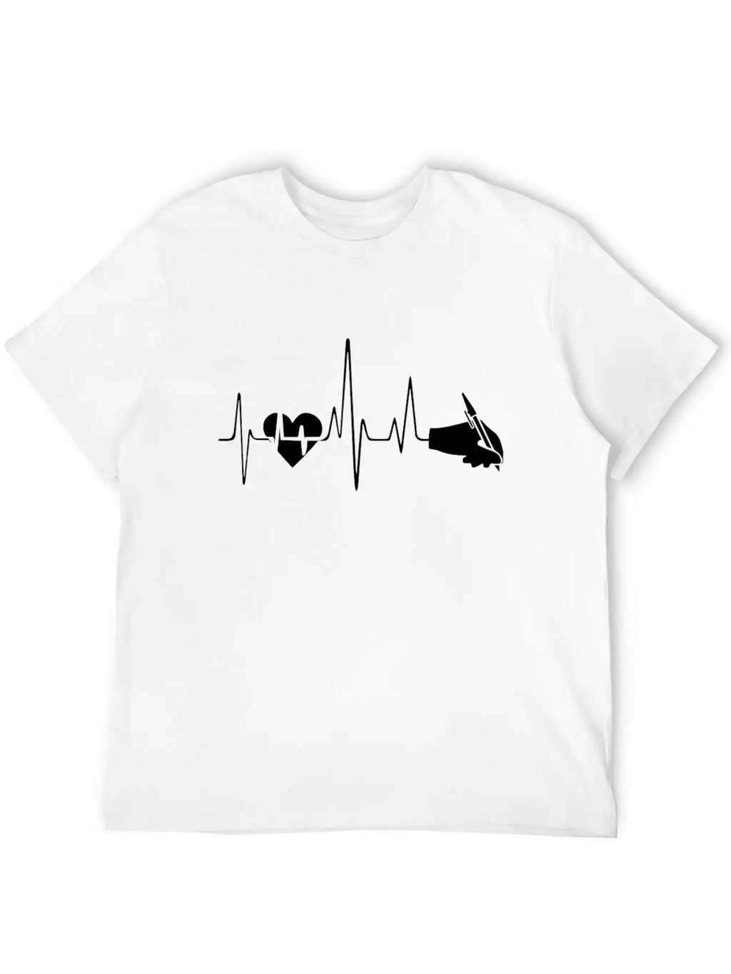 Writing Heartbeat Shirt Breathable Soft Cotton T-Shirt – Timeless Casual Look
